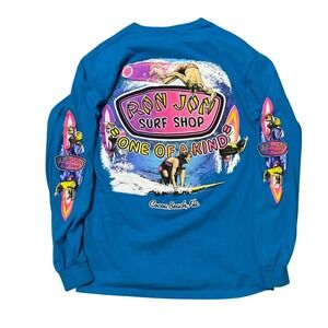 Ron Jon Surf Shop Long Sleeve T Shirt Blue Graphic Cocoa Beach Mens Small